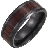 Black Titanium & Wood Inlay Wedding Band